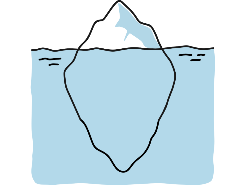 エスホームがインターネットで紹介している賃貸情報数は、総取扱い物件数の中の氷山の一角であるイメージ
