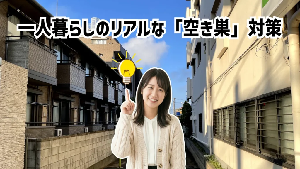 一人暮らしの空き巣対策を紹介する女性