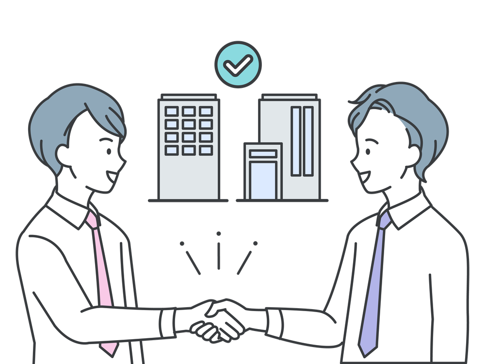 提携してお部屋を紹介する営業マンたち